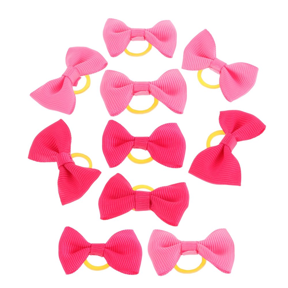 16 Fabric Hair Bow Elastics for Dogs and Cats