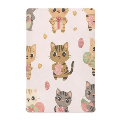 Baby Crib Fitted Sheet for Boys and Girls, Soft Playard Sheet, 52 x 28 in, Easter Bengal Cats, Blush