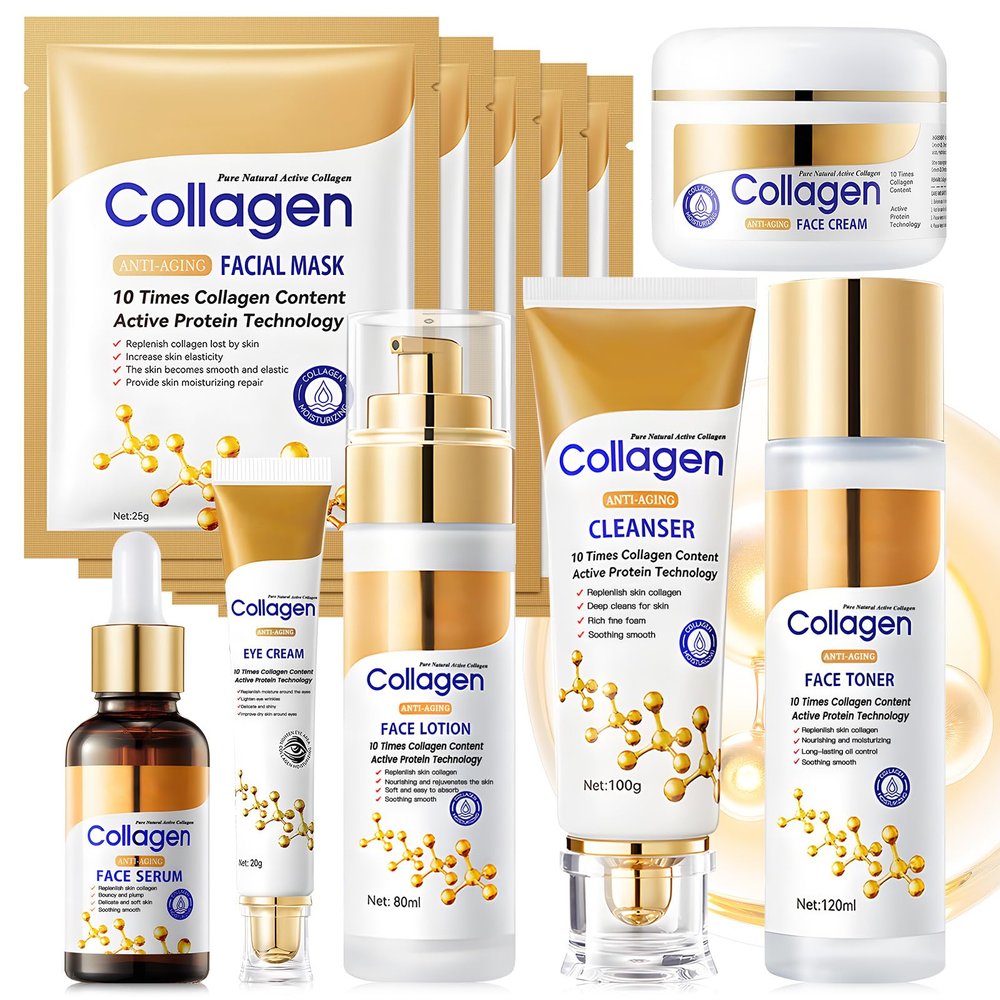 Women's Facial Skin Care Set, 11-Piece Collagen Skin Care Set