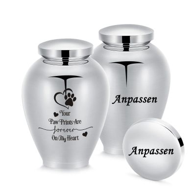 AIWENXI Large Cremation Urn for Dogs and Cats, Personalized Memorial Urn, Silver, Customizable