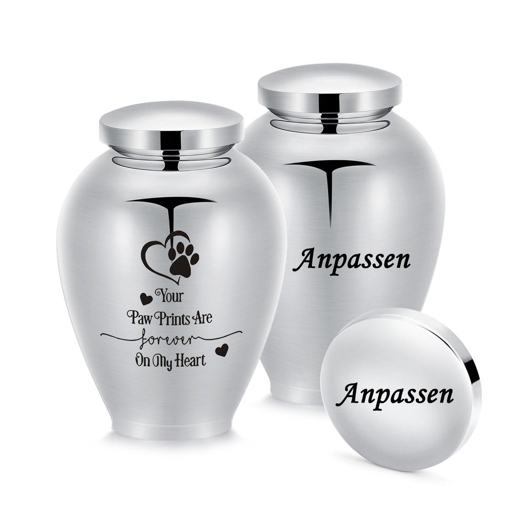 AIWENXI Large Cremation Urn for Dogs and Cats, Personalized Memorial Urn, Silver, Customizable