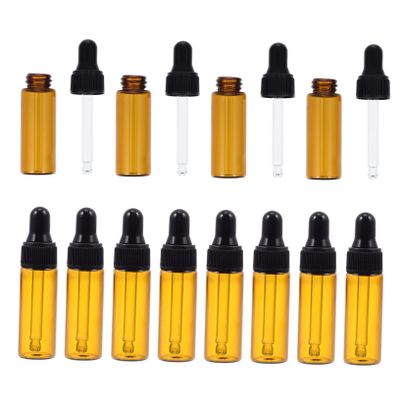 HAPINARY 5 ml Glass Dropper Bottles, 20-Pack, Brown Refillable Sample Bottles