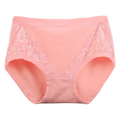 Women's Lace Cotton Briefs, Soft Stretch Panties, Hot Pink, XL