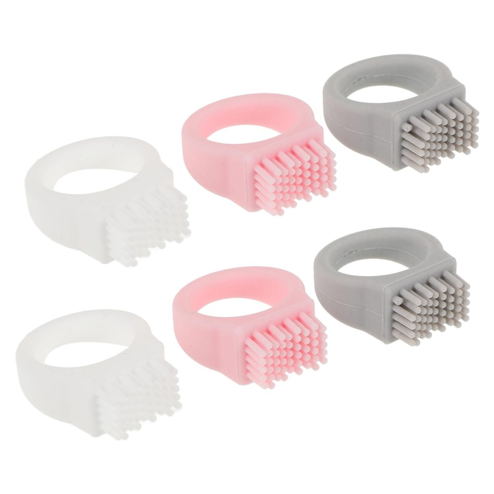 6-Pack Portable Silicone Finger-Ring Toothbrushes for Travelers
