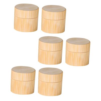 Beavorty 6-Piece 5 g Refillable Cream Jars, Bamboo and Plastic