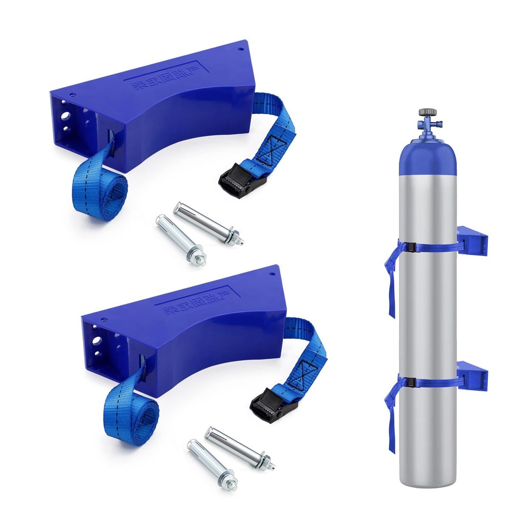 Vibeo 2-Pack Wall-Mount Gas Cylinder Holders, ABS, Blue