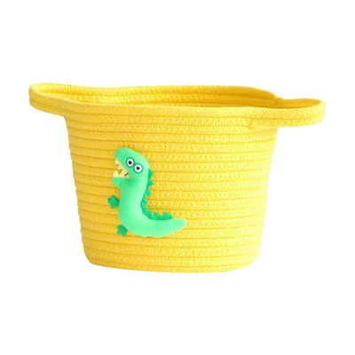 CHILDWEET Handmade Cotton Storage Basket with Cute Crocodile Design for Toys, Laundry and Snacks, Yellow-Green