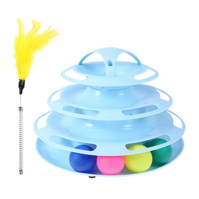 Happyyami Cat Track Toy for Exercise, Interactive Cat Toy with 3 Glowing Teaser Rods
