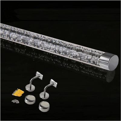 Transparent Non-Slip Acrylic Stair Railing for Seniors, Adults and Children, Modern Indoor Crystal Design, Silver-Colored Handrail, 80 cm Set