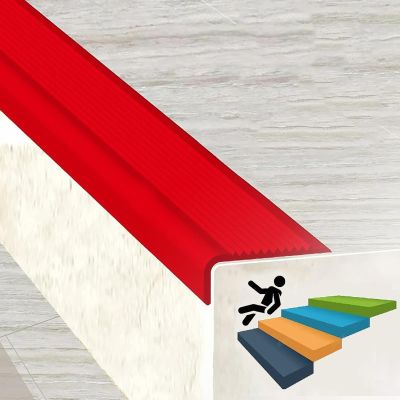 Self-Adhesive Rubber Stair Edge Protector, PVC Corner Guard, Red, 7.6 m
