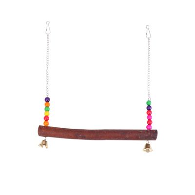Happyyami Wooden Parrot Hanging Swing with Colorful Beads