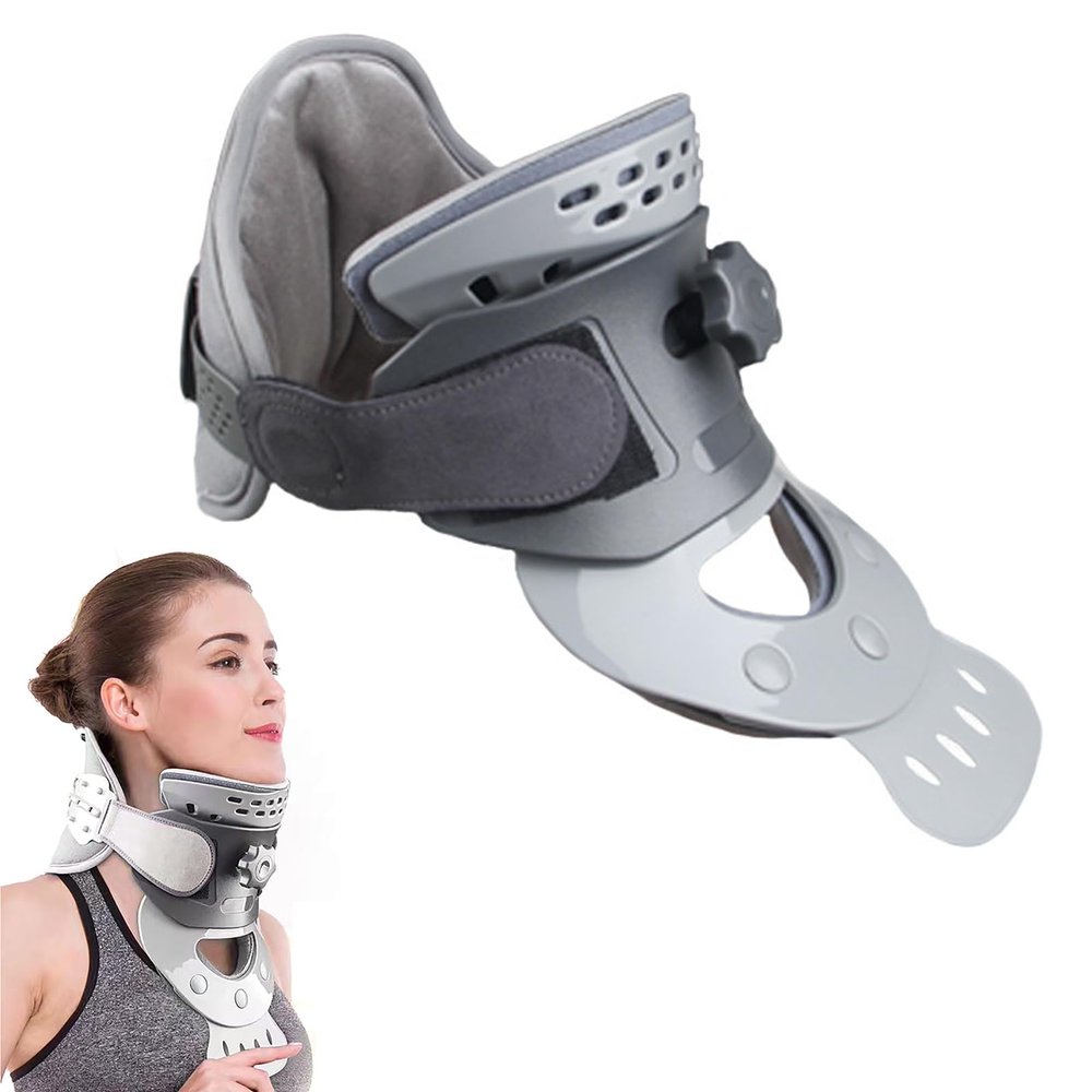CHANGLKJ Cervical Traction Device, Adjustable Neck Collar with Heat Function