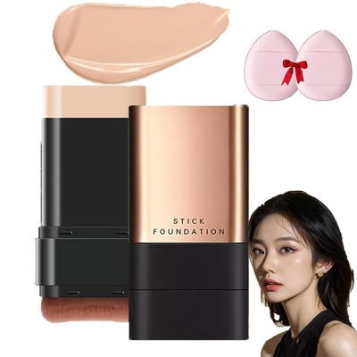 2-in-1 Luxury Anti-Wrinkle Foundation Stick with Brush, Natural Color B-2