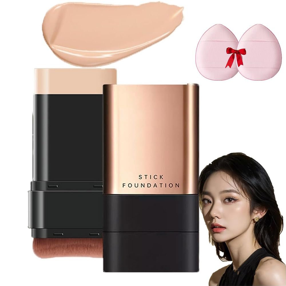 2-in-1 Luxury Anti-Wrinkle Foundation Stick with Brush, Natural Color B-2