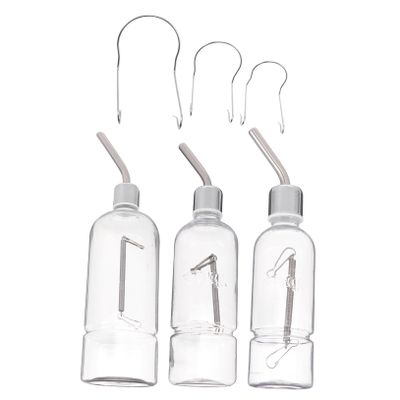 Happyyami Automatic 180 ml Water Bottles, 3-Pack, for Hamsters and Rabbits, Stainless Steel Ball Valve, Transparent, for Cages