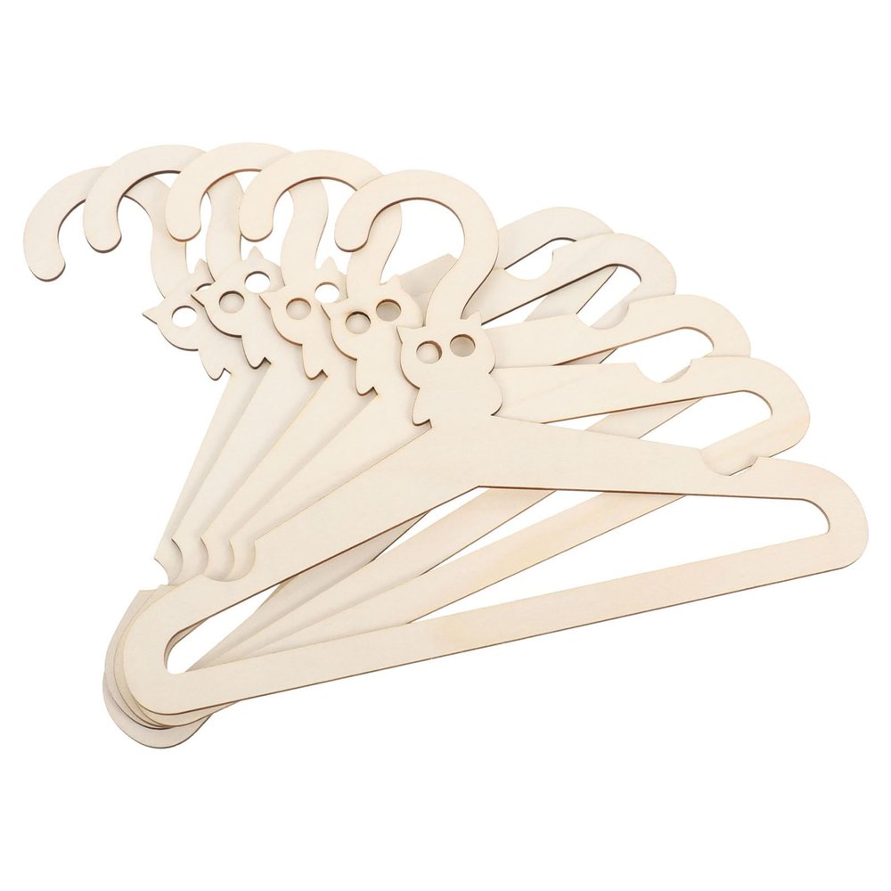 Cartoon Wooden Hangers, 5-Pack, for Kids' Rooms