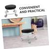 HAPINARY Black Pedicure Stool with PU Upholstery and Wheels, Ergonomic view 3