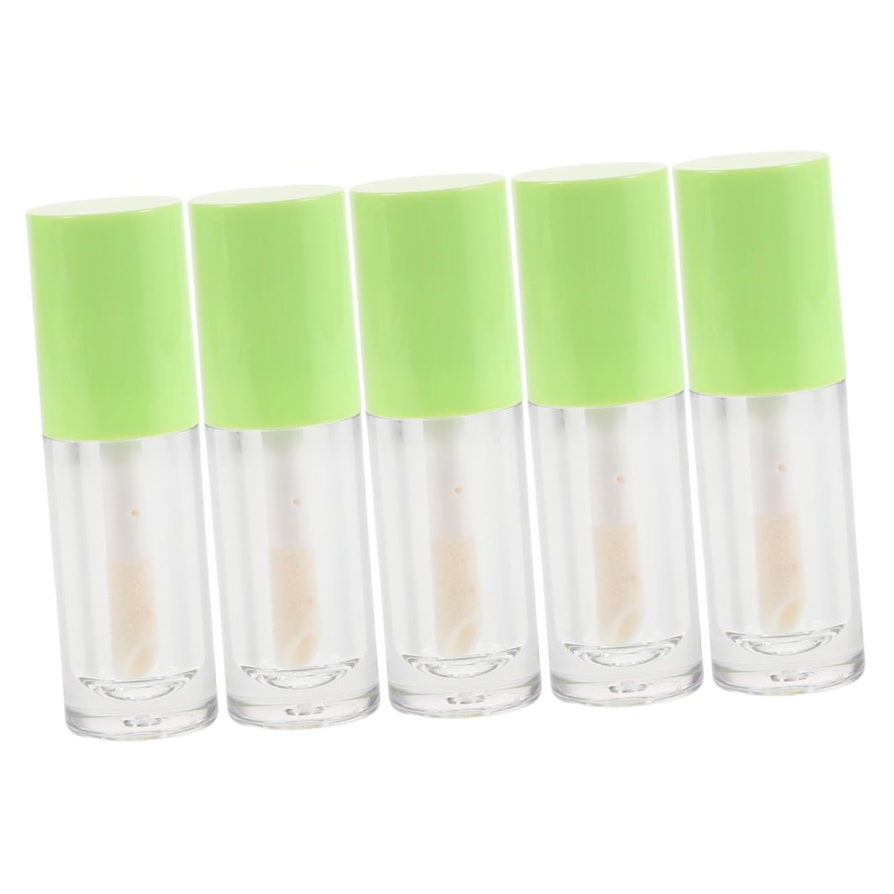 PAMINGONO 5-Piece Clear Lip Gloss Tubes with Large Brushes, Refillable Containers for Lipstick Mixtures
