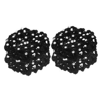 BELLIFFY 4-Pack Bun Hair Nets with Acrylic Rhinestones for Girls and Women, Secure Hold for Dance Performances