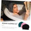 Generic 3-Pack Satin Sleep Bonnets for Women, Wide Elastic Band, Pink view 3