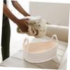 Woven Cotton Storage Basket, White, for Office and Laundry view 4