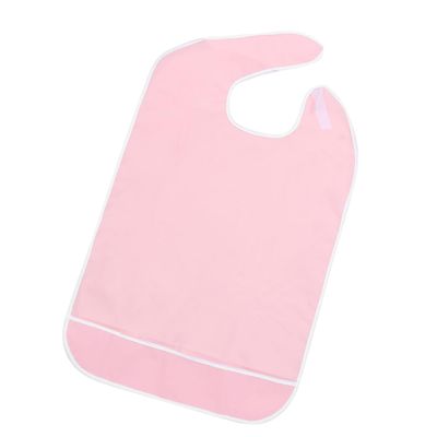 JOINPAYA Adult Cotton Bib, Waterproof Cotton and PVC Eating Bib with Pocket, Pink