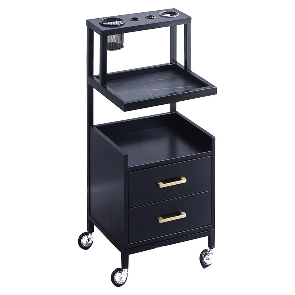 Salon Storage Cabinet with 2 Hair Dryer Holders