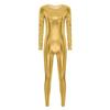 XINLIANYI Women's Metallic Long-Sleeve Bodysuit, Slim-Fit Full-Body Jumpsuit, Gold, L view 3