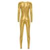 XINLIANYI Women's Metallic Long-Sleeve Bodysuit, Slim-Fit Full-Body Jumpsuit, Gold, L view 4