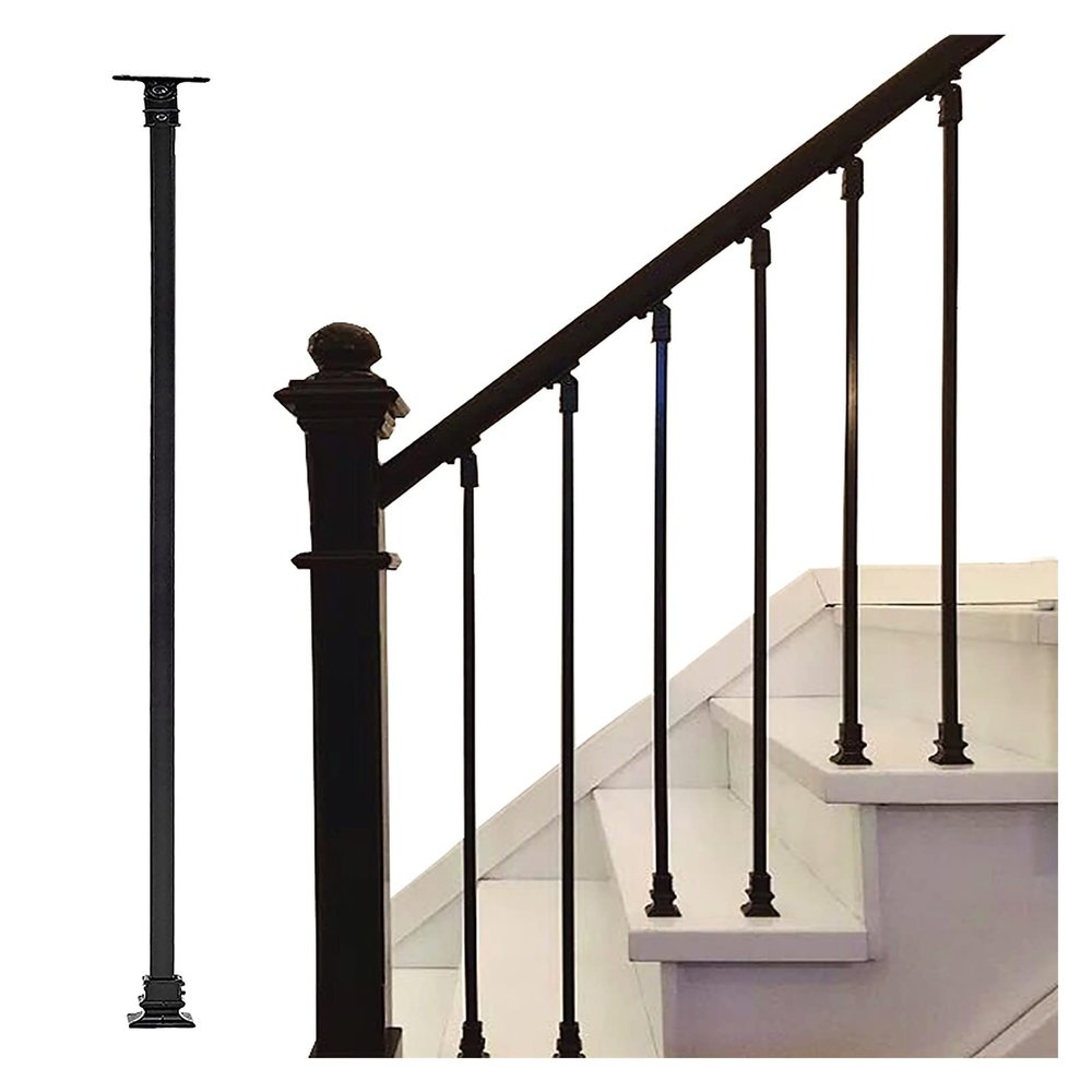 Iron Stair Railing Post, 60–125 cm High, with Screw Set