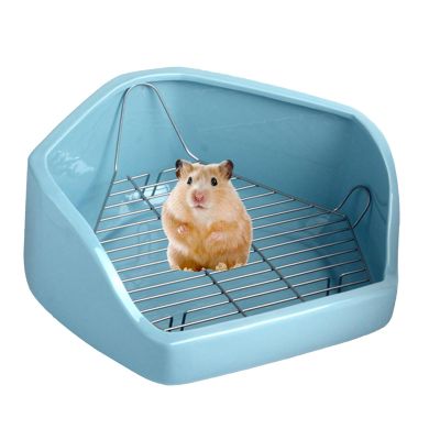 Rabbit Toilet Corner, Small-Animal Litter Box for Cages, Pentagonal Toilet with Removable Wire Litter Box for Ducks and Chickens