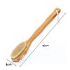 Double-Sided Shower Brush with Long Handle, Wood and Natural Bristles view 2