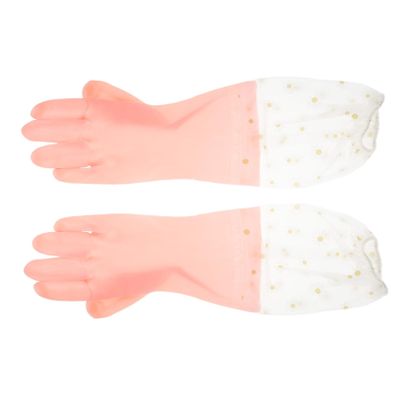 2 Pairs of Pink Rubber Gloves with Non-Slip Coating for the Kitchen