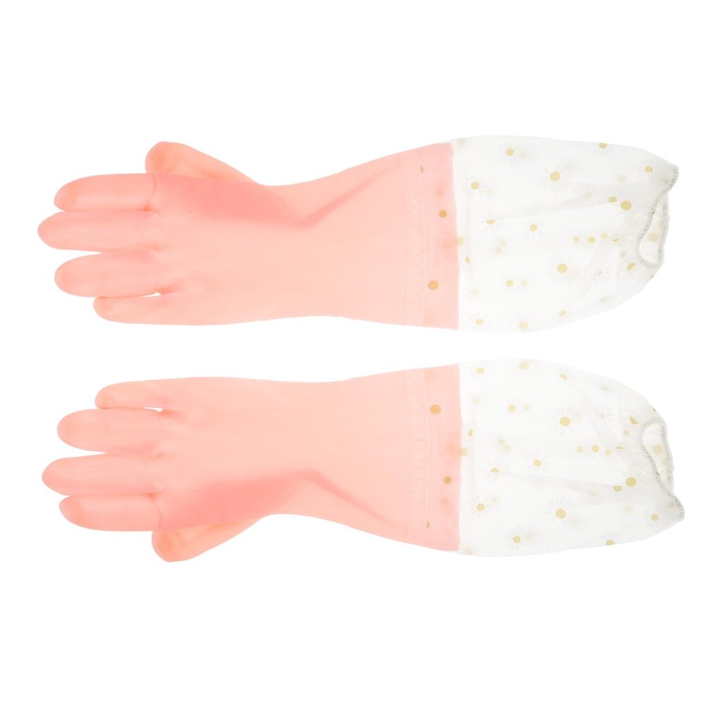 2 Pairs of Pink Rubber Gloves with Non-Slip Coating for the Kitchen