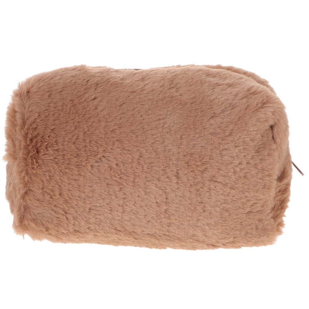 Travel Plush Cosmetic Bag in Coffee with Zipper