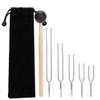 Swiixxer Tuning Fork Sound Healing Tool Set, 128 Hz, 256 Hz, 512 Hz, 1024 Hz, 2048 Hz, Silver view 1