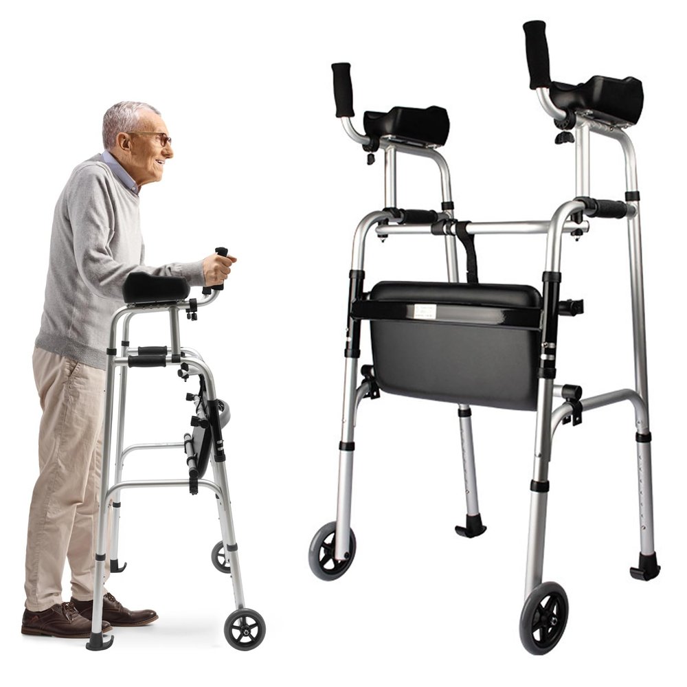 Folding Walker for Seniors with 2 Swivel Casters