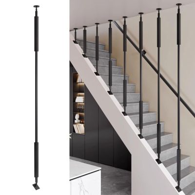 Adjustable Metal Stair Balusters to Help Prevent Falls, for Lofts, Hotels, Villas, and Offices, Black, Style B, 160 cm