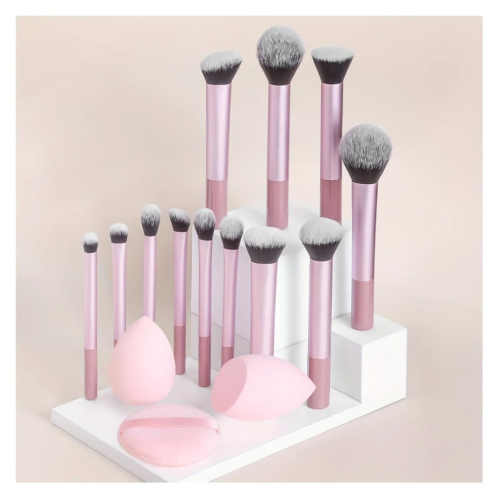WENH 12-Piece Classic Complete Makeup Brush Set, Pink
