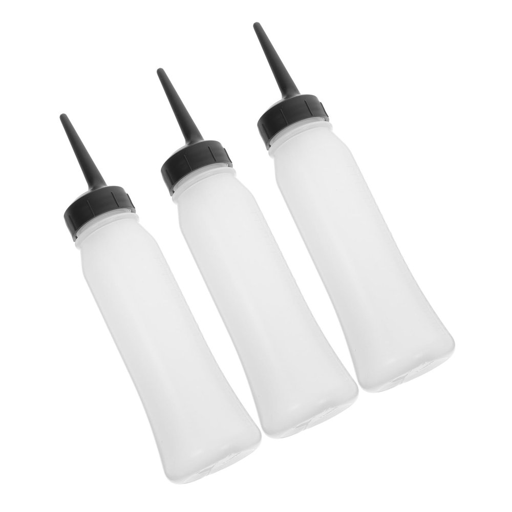 3-Pack PP Hair Dye Applicator Bottles with Nozzle for Salon Use