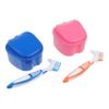 GOOHOCHY Plastic Denture Storage Case with Ventilated Design, Non-Slip Closure and Cleaning Brush view 1