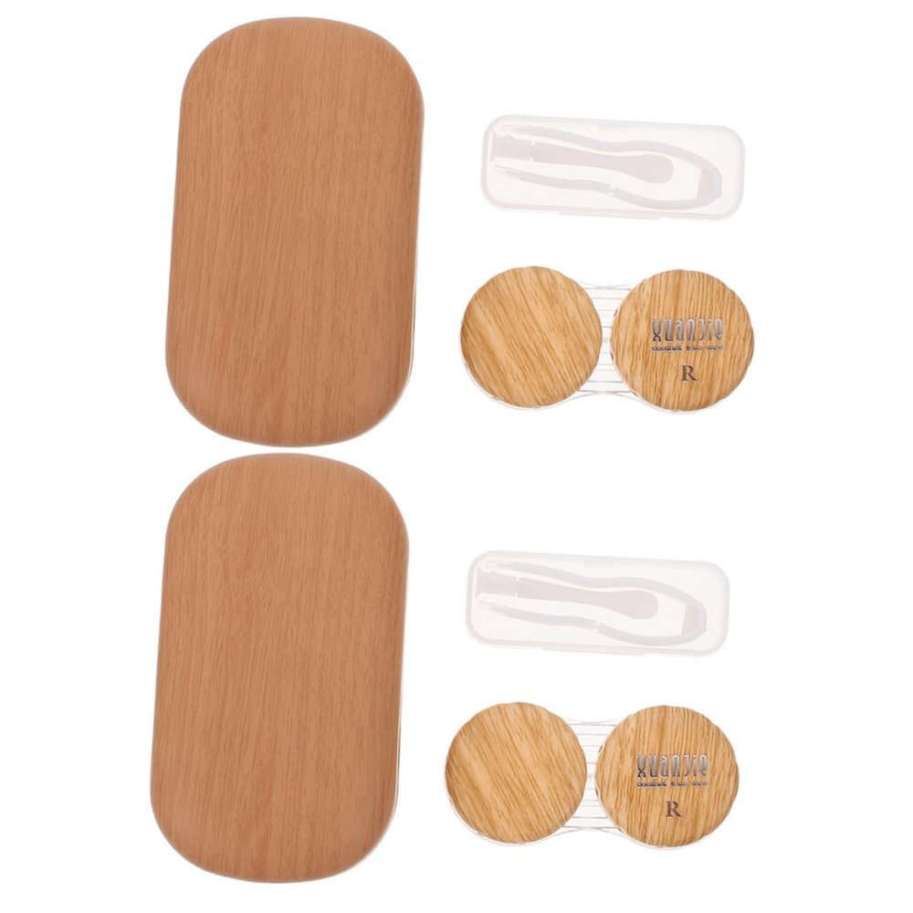 FRCOLOR Plastic and Leather-Lined Eyeglass Cases, 2-Pack, with Mirrors