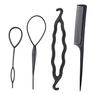 Black Plastic Hair Bun Maker for Home and Salon