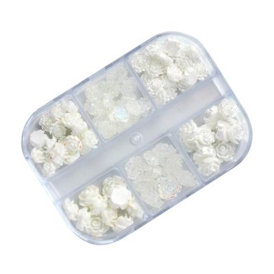 PAMINGONO White Resin Camellia Nail Charms, 1 Box