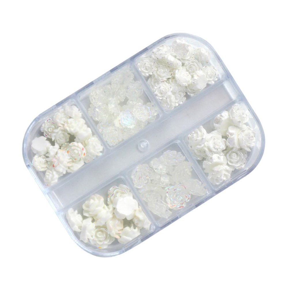 PAMINGONO White Resin Camellia Nail Charms, 1 Box