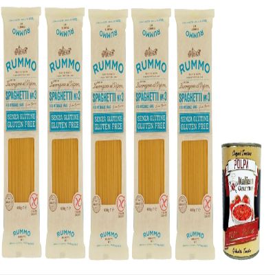 Italian Gourmet Gluten-Free Spaghetti Bundle, 5 x 400 g + Free Polpa