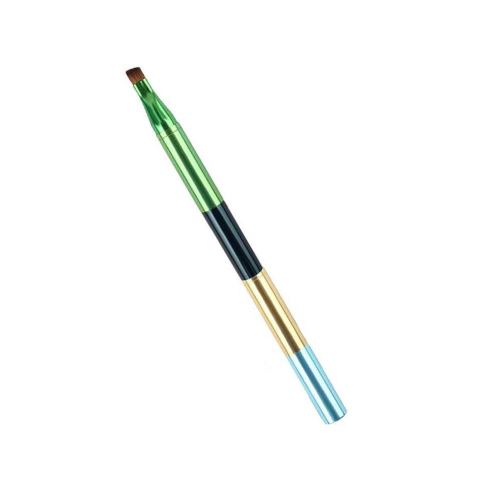 FRCOLOR Portable 4-in-1 Makeup Brush with Detachable Nylon Tip and Metal Handle