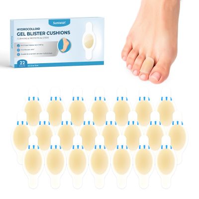 Sumiwish Hydrocolloid Gel Blister Bandages, 22 Count, Water-Resistant Toe Pack