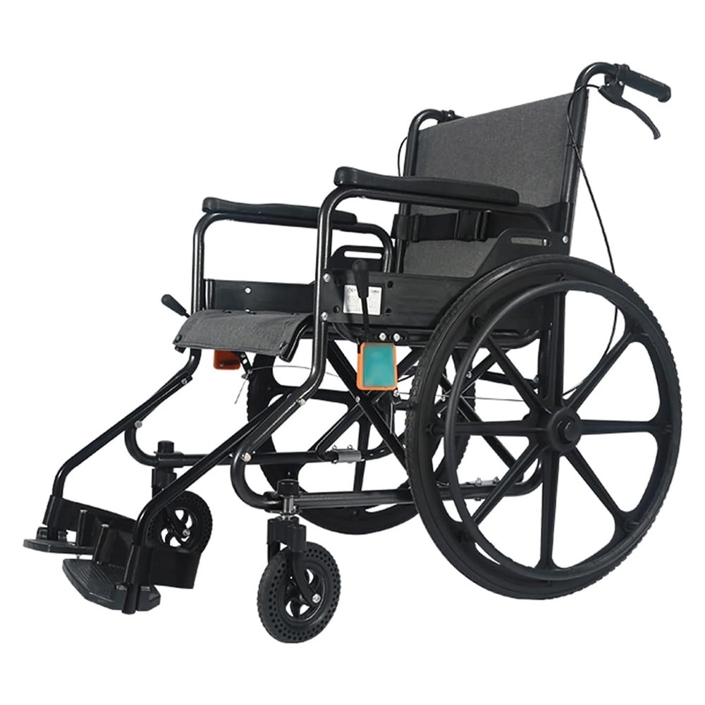 GddOGUK Active Wheelchair, Foldable Carbon Steel Transport Wheelchair