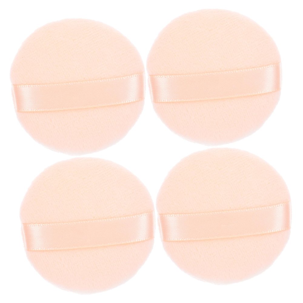 Cotton Powder Puffs, 4-Pack, Round for Foundation and Powder